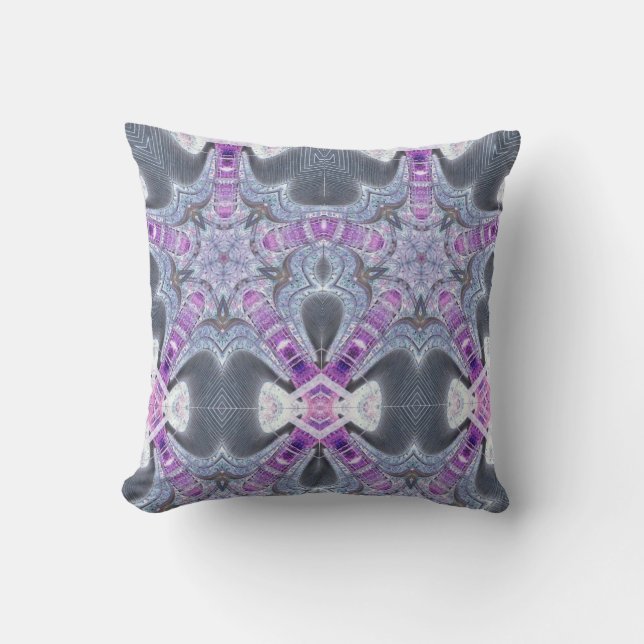 Graues lila geometrisches Geschenkkissen Kissen (Vorderseite)