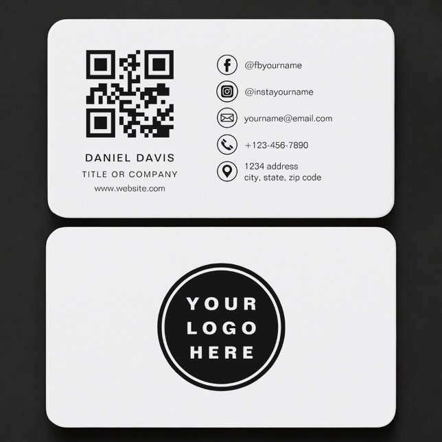 Graues Logo QR Code Professional Visitenkarte (Von Creator hochgeladen)