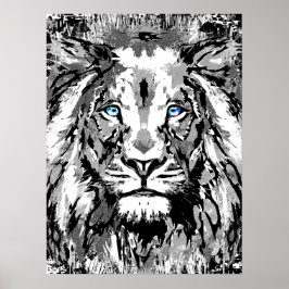 Graues Löwenportrait Zeichnend - Löwenposter druck Poster