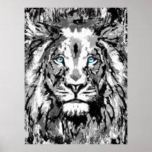 Graues Löwenportrait Zeichnend - Löwenposter druck