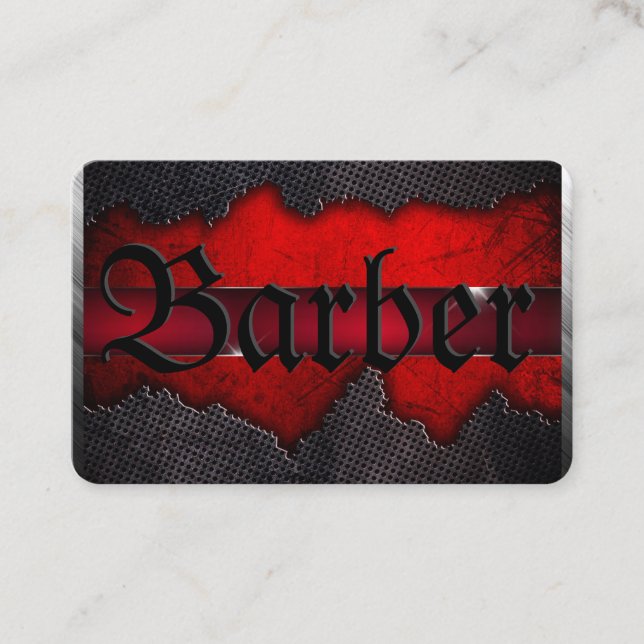 Graues Metal über Deep Red auf einem Visitenkarte (Vorderseite)