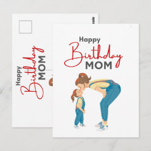 Graues minimalistisches „Happy Birthday Mom“-Grafi Postkarte