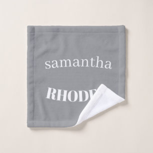 Graues minimalistisches individuelles Monogramm Waschlappen