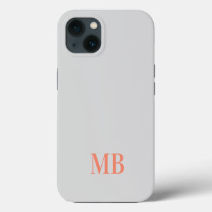 Graues minimalistisches modernes Initial-Monogramm iPhone Hülle