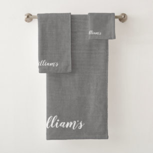 Graues mit Monogramm Tuch-Set Badhandtuch Set