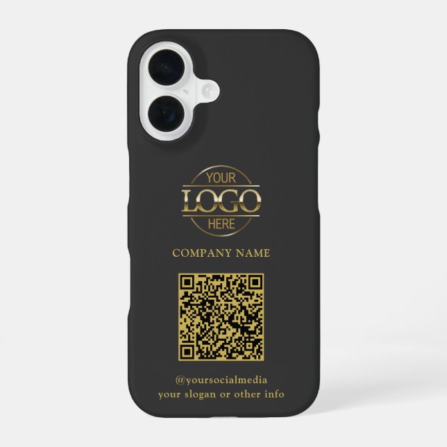Graues modernes Geschäftslogo & QR-Code-Promotion iPhone 16 Hülle (Rückseite)