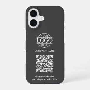 Graues modernes Geschäftslogo & QR-Code Werbemitte iPhone 16 Hülle