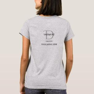 Graues Monogramm Friseursalon-Personal T-Shirt