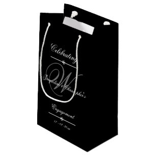 Graues Monogramm Weiße Schrift Verlobungsfeier Sch Kleine Geschenktüte