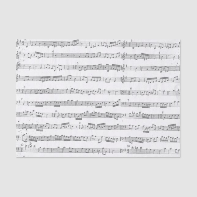 Graues Musical Score Tissue Seidenpapier (Vorderseite)