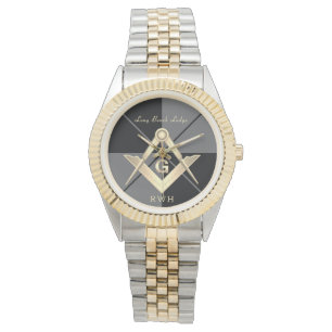 Graues Muster Monogram Masonic Lodge Watch Armbanduhr