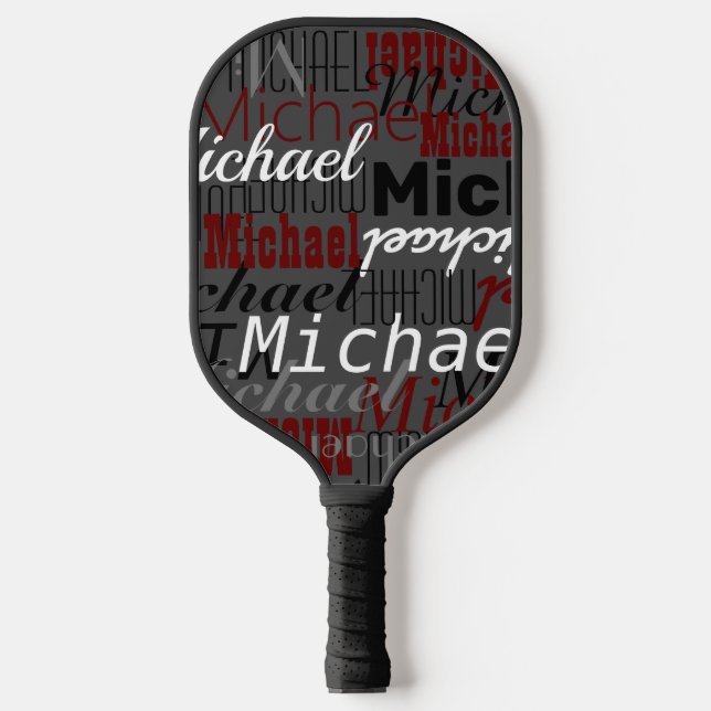 Graues Muster von Namen Pickleball Schläger (Vorderseite)