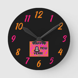 Graues neues Jahr wünscht eine Acrylmauer Runde Wanduhr