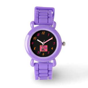 Graues neues Jahr wünscht Kinder Roter Glitzer Beo Armbanduhr