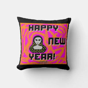 Graues neues Jahr wünscht Square Throw Kissen