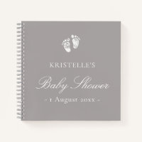 Graues neutrales Baby Footprint Baby Shower Gästeb