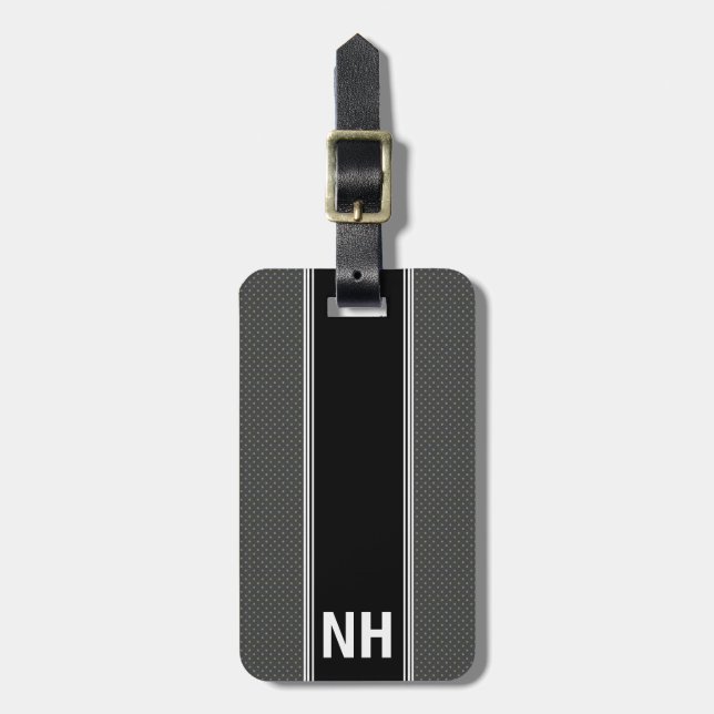 Graues nobles personalisiertes mit Monogramm Gepäckanhänger (Vorderseite vertikal)