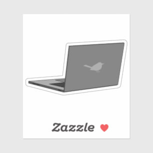 Graues Notebook mit Bird-Logo-Cartoon Aufkleber