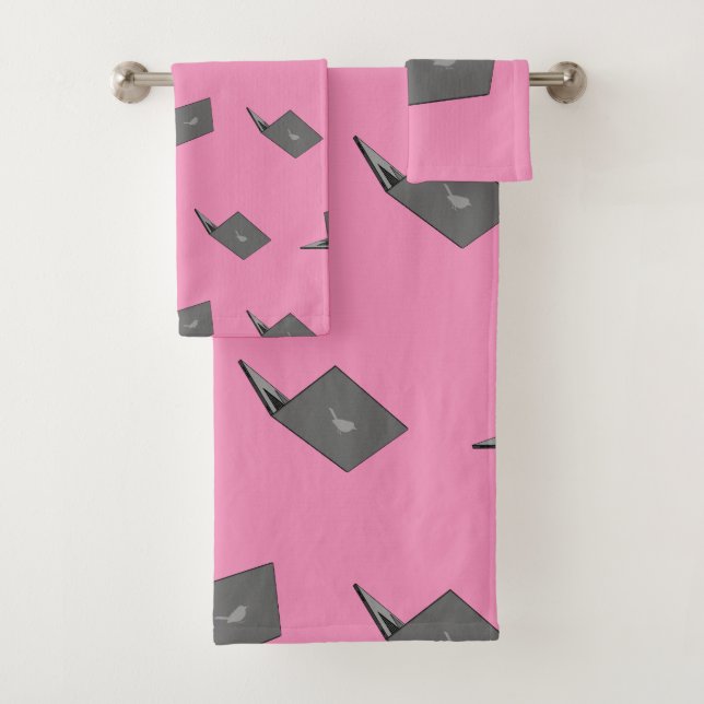 Graues Notebook mit Bird-Logo-Cartoon Badhandtuch Set (Insitu)