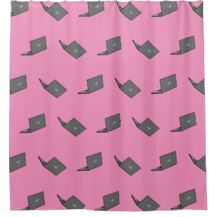 Graues Notebook mit Bird-Logo-Cartoon Duschvorhang