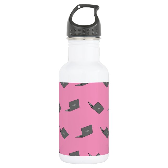 Graues Notebook mit Bird-Logo-Cartoon Edelstahlflasche (Vorderseite)