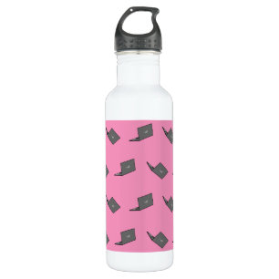 Graues Notebook mit Bird-Logo-Cartoon Edelstahlflasche