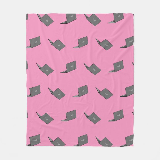 Graues Notebook mit Bird-Logo-Cartoon Fleecedecke (Vorderseite)