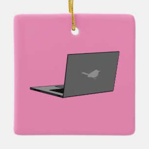 Graues Notebook mit Bird-Logo-Cartoon Keramikornament
