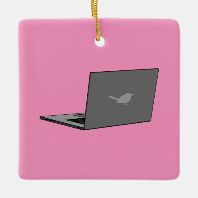 Graues Notebook mit Bird-Logo-Cartoon Keramikornament (Vorderseite)