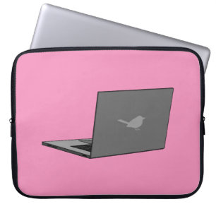 Graues Notebook mit Bird-Logo-Cartoon Laptopschutzhülle