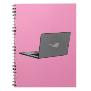 Graues Notebook mit Bird-Logo-Cartoon Notizblock