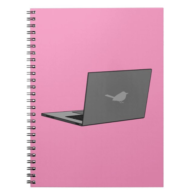 Graues Notebook mit Bird-Logo-Cartoon Notizblock (Vorderseite)