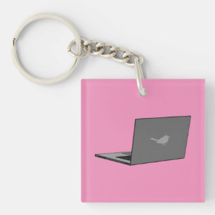 Graues Notebook mit Bird-Logo-Cartoon Schlüsselanhänger