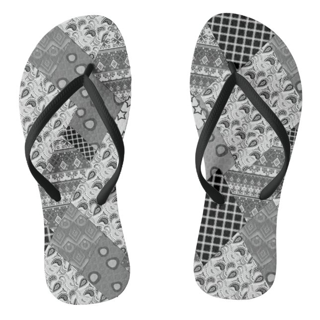 Graues Patchwork-Patchwork-Muster Flip Flops (Fußbett)