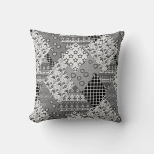 Graues Patchwork-Patchwork-Muster Kissen