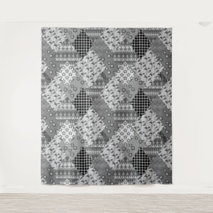 Graues Patchwork-Patchwork-Muster Wandteppich
