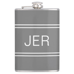 Graues Personalisiertes Mit Monogramm Initialgeträ Flachmann