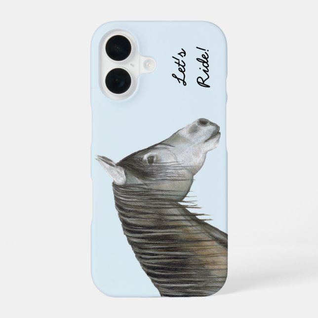 Graues Pferd iPhone 16 Hülle (Rückseite)
