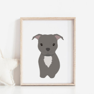 Graues Pitbull Kinderzimmer & Kids Room Decoration Poster