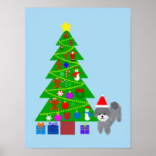 Graues Poodle Christmas #5 Poster