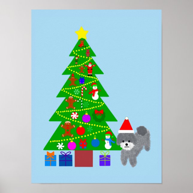 Graues Poodle Christmas #5 Poster (Vorne)