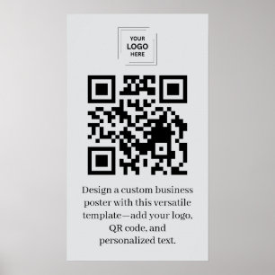 Graues professionelles QR-Code-Geschäftslogo-Poste Poster