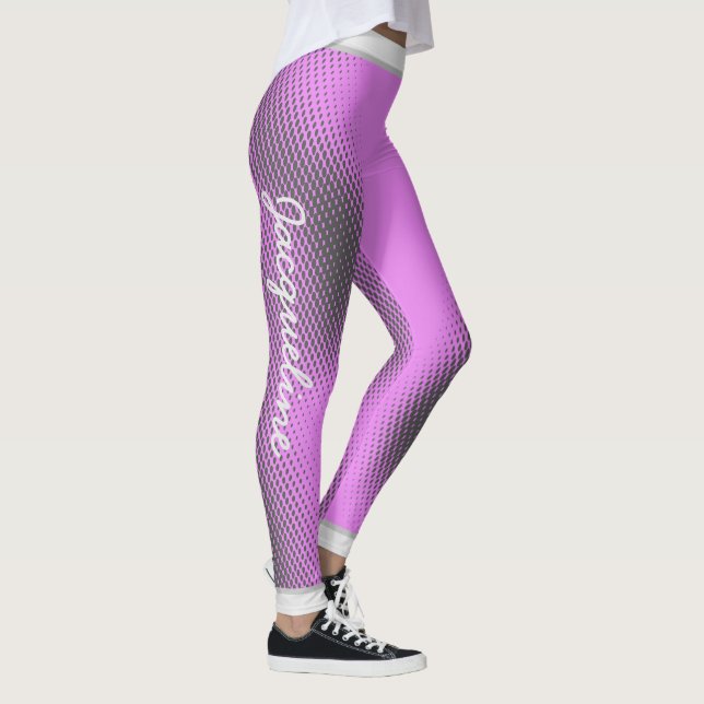 Graues Punktmuster mit dem Namen auf PINK Leggings (Rechts)