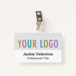 Graues PVC-Name-Abzeichen mit Logo-Clip-Lanyard od Ausweis