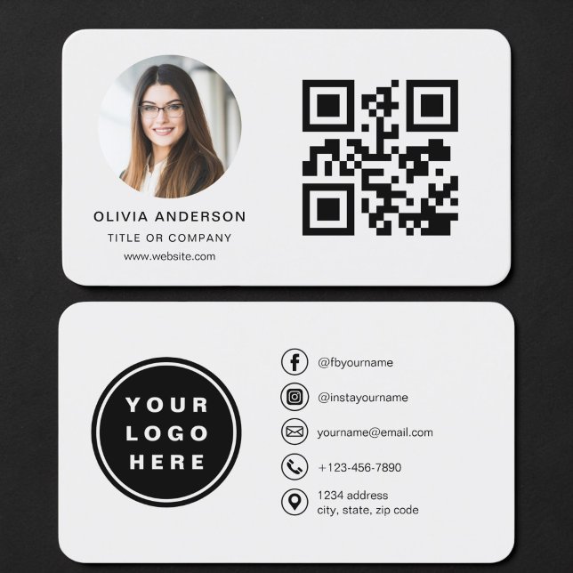 Graues QR-Code-Foto Visitenkarte (Von Creator hochgeladen)