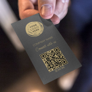 Graues QR-Code-Geschäftslogo Modern Visitenkarte