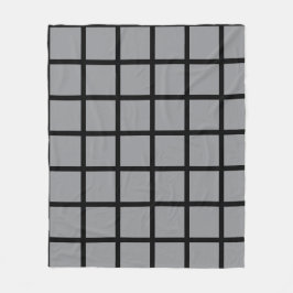 Graues quadratisches Muster mit schwarzen Rändern Fleecedecke