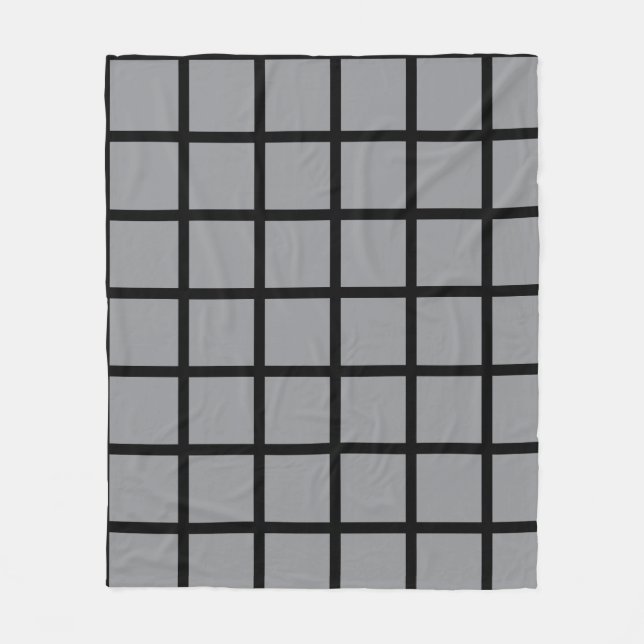 Graues quadratisches Muster mit schwarzen Rändern Fleecedecke (Vorderseite)