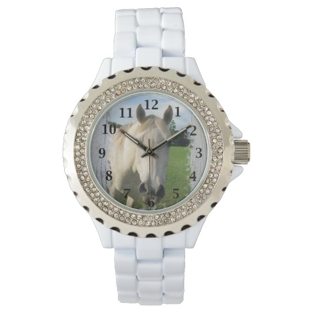 Graues Quarterpferd auf Whitealkaschine Armbanduhr (Vorderseite)