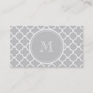 Graues Quatrefoil Muster, Ihr Monogramm Visitenkarte